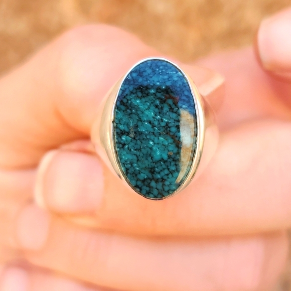 New Men's Chrysocolla 925 Silver Ring. - Picture 16 of 16
